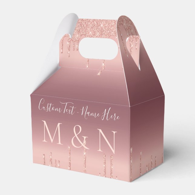 Ballotins Boîte de mariage personnalisée Rose Gold Blush (Arrière)