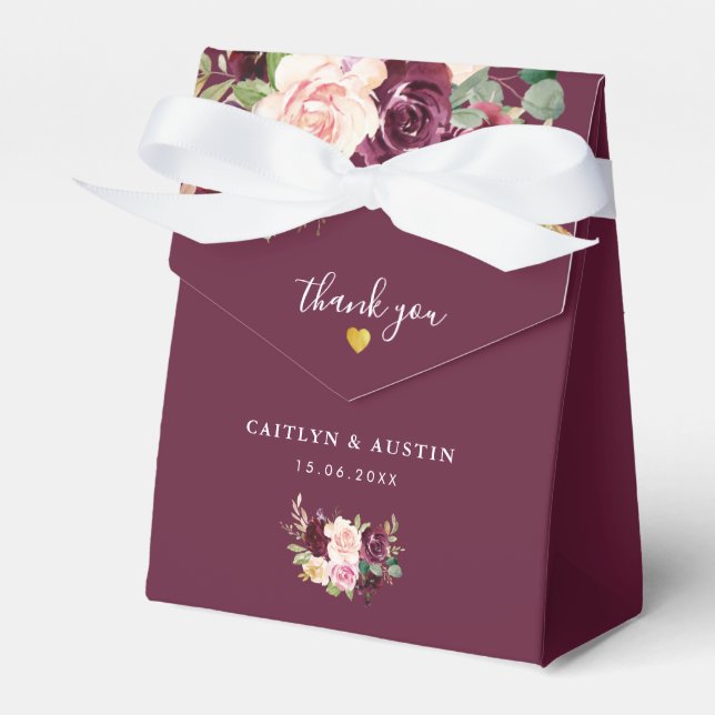 Ballotins boîte de mariage prune violette et floue (Verso)