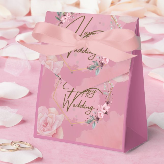 Ballotins Boîte de mariage rose floral (Mariage)