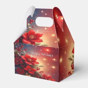 Ballotins Boîte de Noël florale rouge pour les fêtes