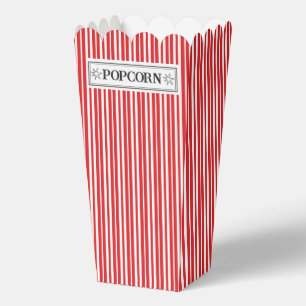 Ballotins Boîte de pop-corn rayée rouge et blanc