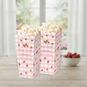 Ballotins Boîte de Popcorn 'Fraise Sucrée' pour 1er Annivers