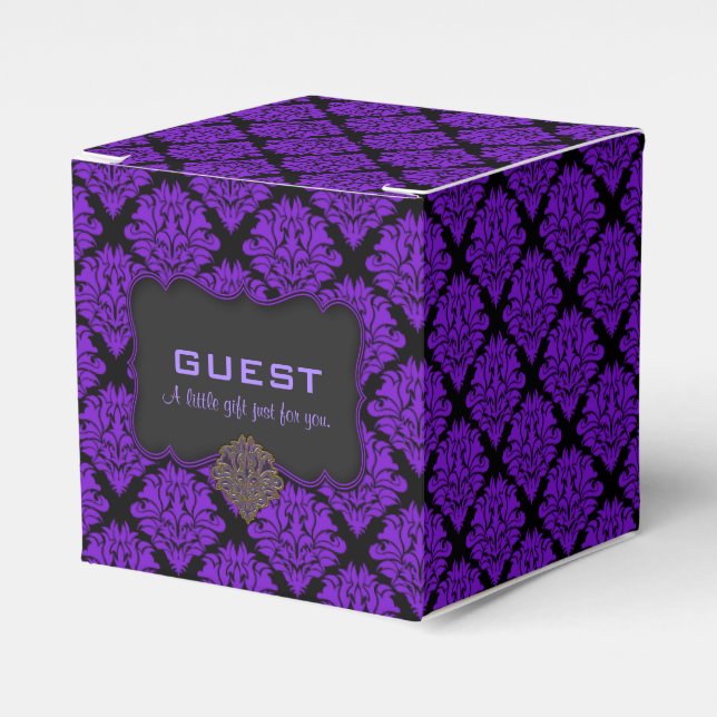 Ballotins Boîte de préférence de la partie Carré-damas viole (Verso)