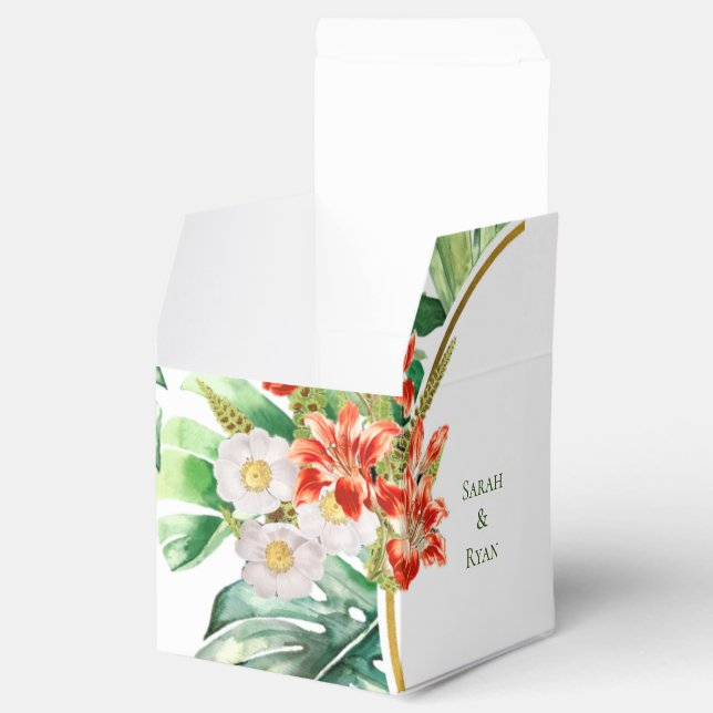 Ballotins Boîte de préférence de mariage à anneaux tropicaux (Ouvert)