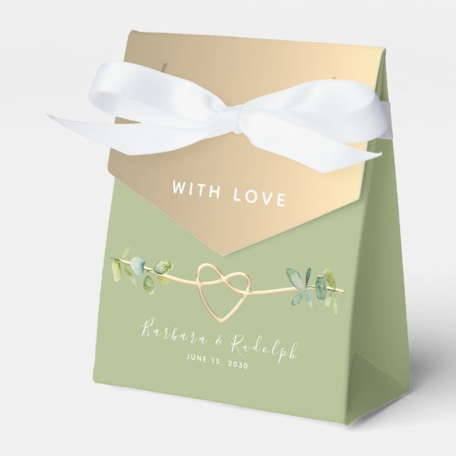 Ballotins Boîte de préférence Mariage Vert et Or (Verso)