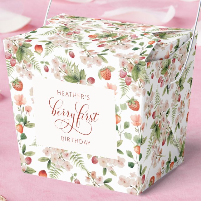 Ballotins Boîte de premier service de Berry (Berry First Birthday Floral Favor Box by Painted Paperie
)