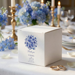 Ballotins Boîte de remerciement de mariage floral bleu pouss
