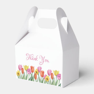 Ballotins Boîte de remerciement de tulipes à l'aquarelle