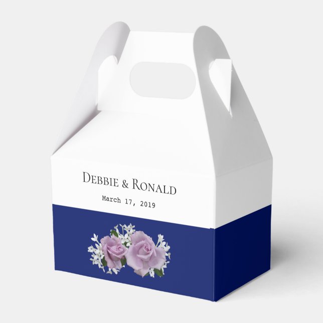 Ballotins Boîte de Rose de mariage bleu-blanc personnalisée (Verso)