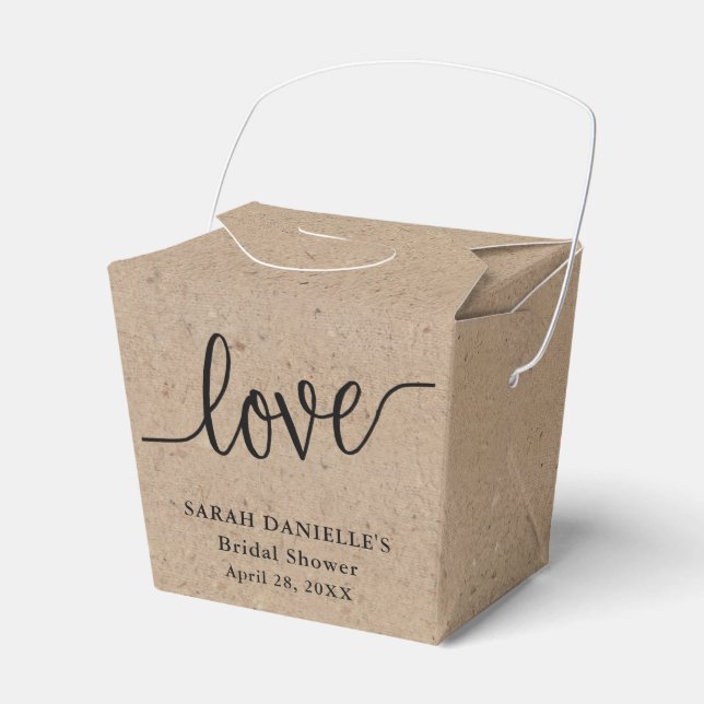 Ballotins Boîte de take-out personnalisée Rustic Kraft Love (Verso)
