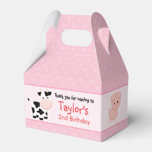 Ballotins Boîte rose de cadeau d'anniversaire de ferme