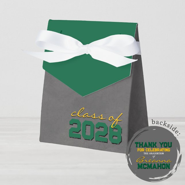Ballotins Boîtes cadeaux Green & Gold Chalkboard Graduation (Green and Gold Chalkboard Graduation Personalized Favor Boxes)
