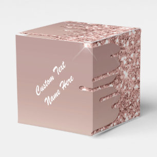 Ballotins Boîtes Cadeaux Pailletées Rose Gold avec Texte Per