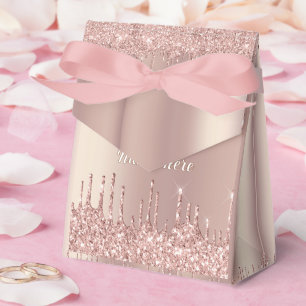 Ballotins Boîtes cadeaux rose Parties scintillant or avec no