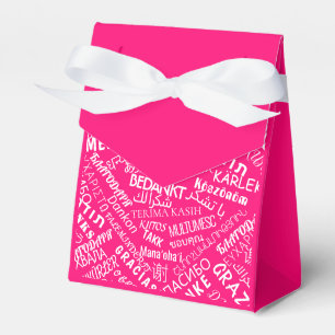 Ballotins Boîtes cadeaux roses avec Multilingual Merci votre