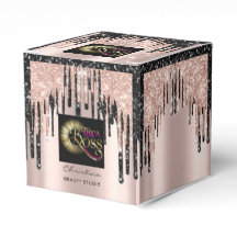 Boîtes de beauté noire Rose de logo