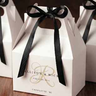 Ballotins Boîtes de cadeaux de mariage à monogramme en or si