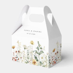 Ballotins Boîtes de cadeaux de mariage Fleurs sauvages aquar
