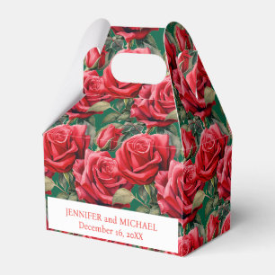 Ballotins Boîtes de Faveur à Aquarelle Roses Rouges
