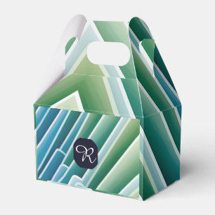 Ballotins Boîtes de faveur abstraites bleu-vert Monogramme p