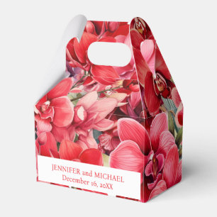 Ballotins Boîtes de faveur d'aquarelle d'orchidées rouges