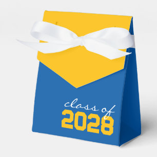 Ballotins Boîtes de faveur de graduation en bleu moyen et or