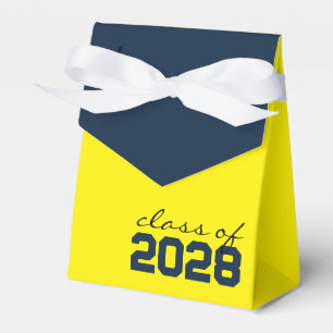 Ballotins Boîtes de faveur de graduation jaune et bleu marin