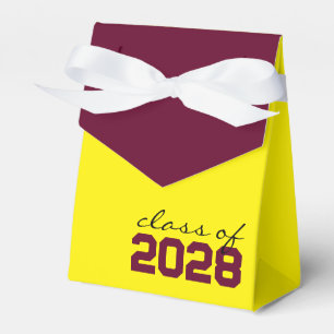 Ballotins Boîtes de faveur de graduation jaune et burgundy