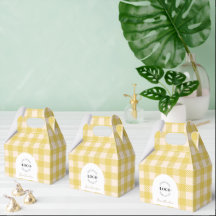 Boîtes de faveur de mariage jaune en vichy preppy