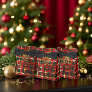 Ballotins Boîtes de Faveur 'Joyeux Noël' à Carreaux Rouges C