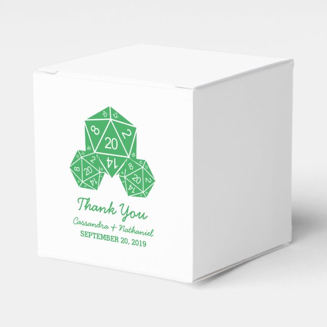 Ballotins Boîtes De Faveur Vert D20 Dice Mariage (Verso)