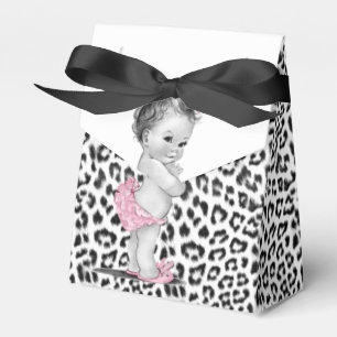 Ballotins Boîtes de faveurs de Baby Shower Bébé Léopard Rose