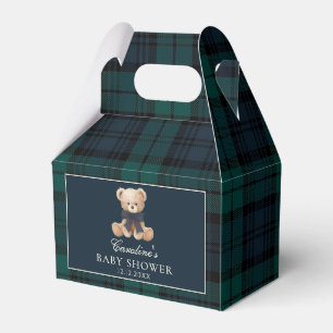 Ballotins Boîtes de faveurs de Tartan Plaid Teddy Bear Baby
