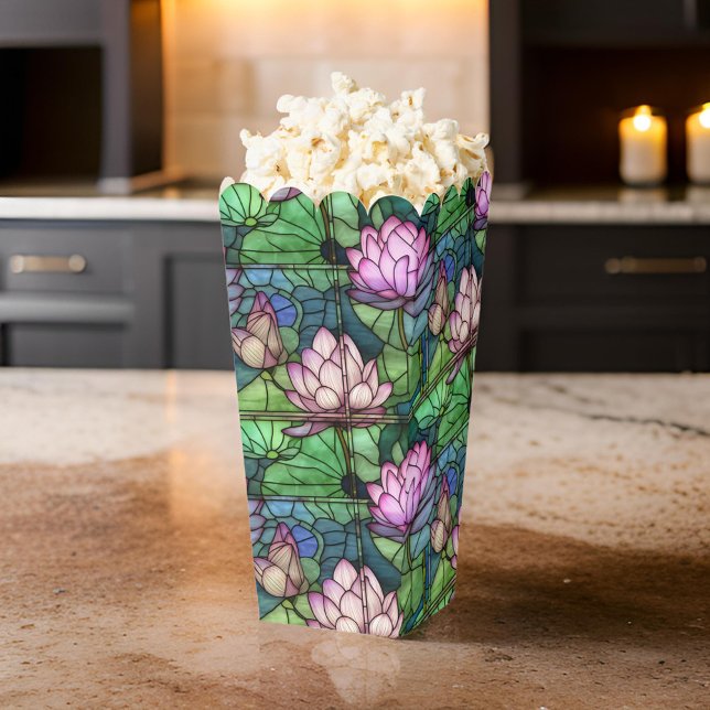 Ballotins Boîtes de maïs soufflé en forme de lotus en verre  (Add charm to your event with Stained Glass Lotus Popcorn Favor Boxes! 🎉 )