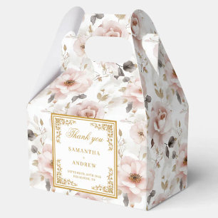 Ballotins Boîtes de mariage florales en ivoire rose roux rus