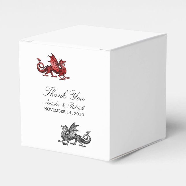 Ballotins Boîtes de mariage pour dragon d'argent rouge (Verso)