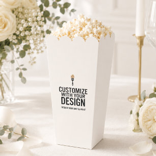 Ballotins Boîtes de pop-corn personnalisées mariage ivoire