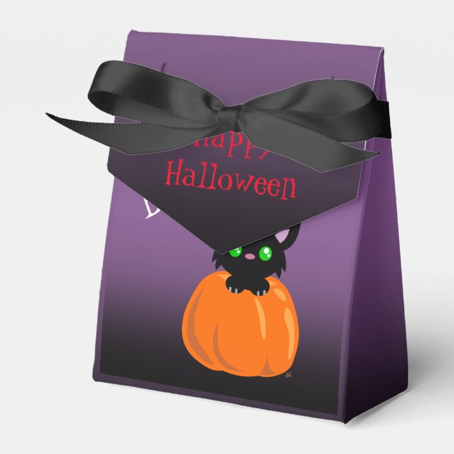 Ballotins BOO ! Chat dans un Ballotin Citrouille d'Halloween (Verso)