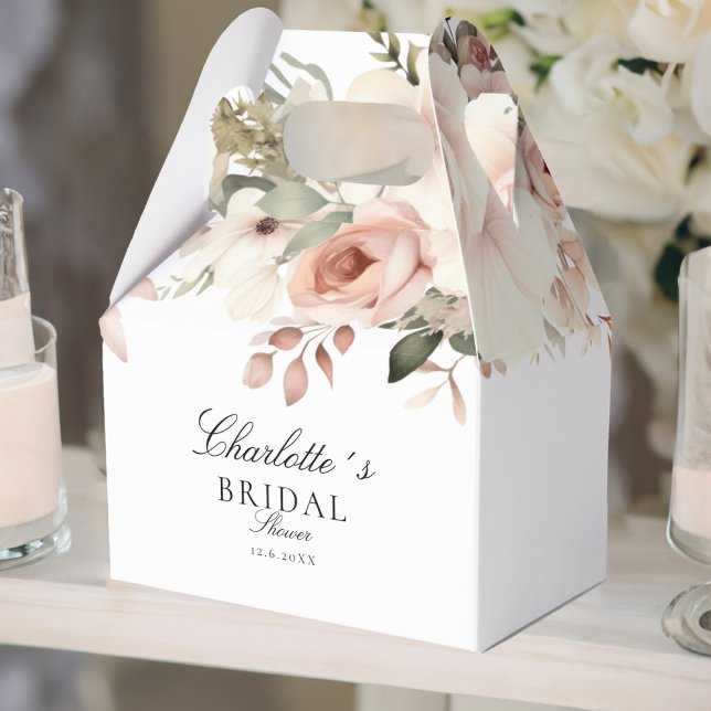 Ballotins Bouquet de fleurs pastel élégant pour Baby Shower  (Elegant pastel flower bouquet Bridal Shower Favor Boxes)