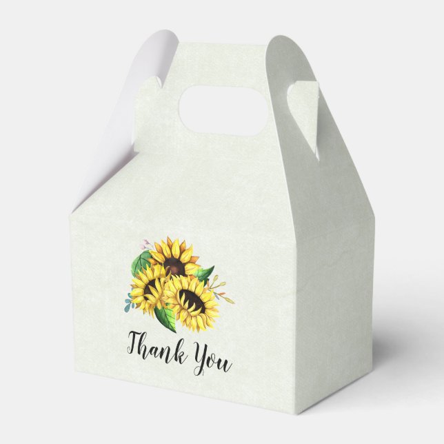 Ballotins Bouquet de tournesol jaune en Merci d'aquarelle (Verso)