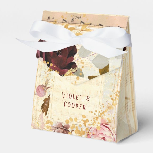 Ballotins Bourgogne Blush rose Mariage de fleurs musicales (Verso)