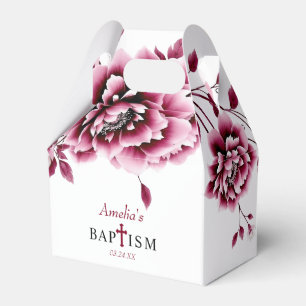 Ballotins Bourgogne fleurs florales fille baptême Merci