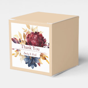 Ballotins Bourgogne Navy Automne Floral Aquarelle