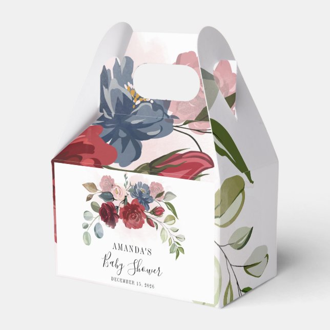 Ballotins Bourgogne Rustique Baby shower Floral Personnalisé (Verso)
