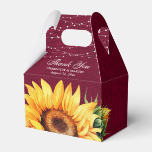 Ballotins Bourgogne rustique Burlap Tournesol Mariage Favor 