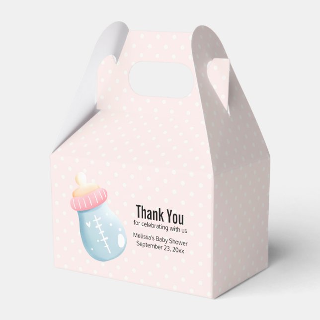 Ballotins Bouteille Bébé Bleu & Rose avec Pois mignon (Verso)
