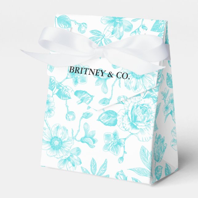 Ballotins Bride & Co. Toile Florale Turquoise Personnalisée (Verso)