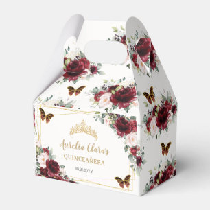 Ballotins Burgundy Blush Floral Butterflies Gold Tiara