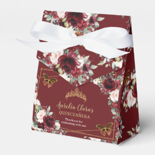 Ballotins Burgundy Blush Floral Quinceañera Butterfly Tiara
