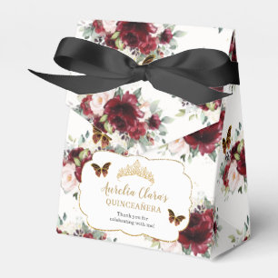 Ballotins Burgundy Blush Floral Quinceañera Tiara Butterfly